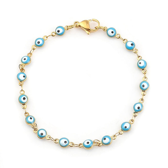 Blue Evil Eye Gold Bracelets