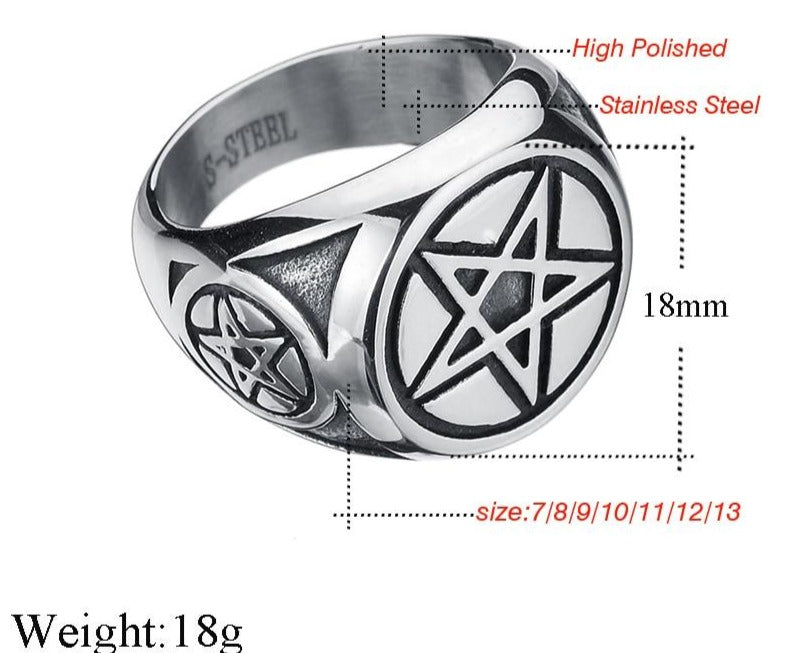 Men's Pentacle Pagan Ring