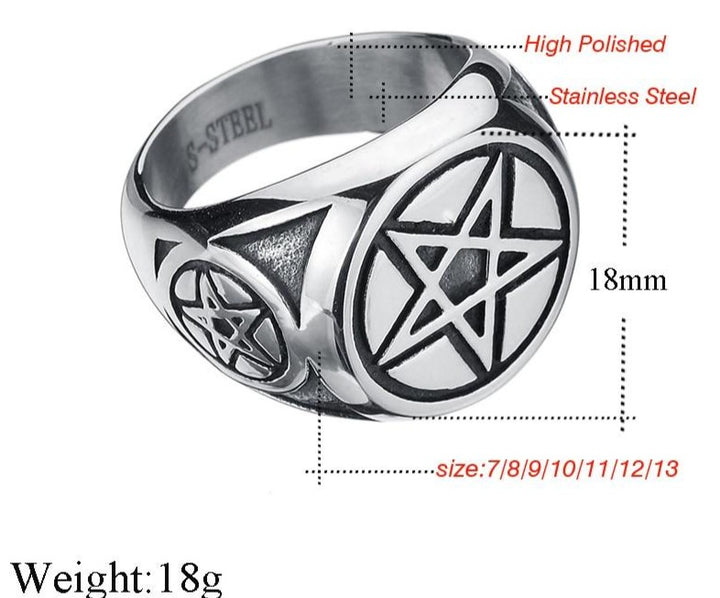 Men's Pentacle Pagan Ring