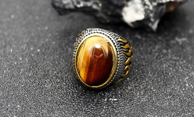 Men's Tigers Eye Fire Flame Ring