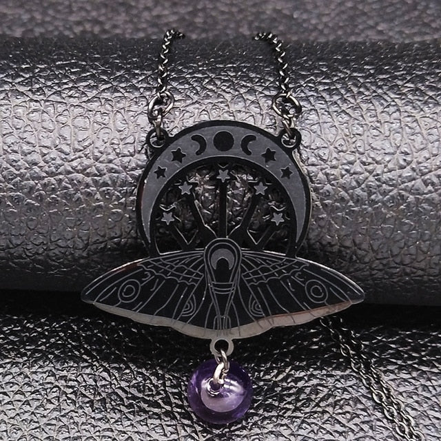 Moon Moth Amethyst Necklace