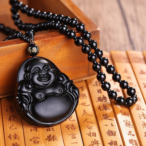 Obsidian Buddha Necklaces