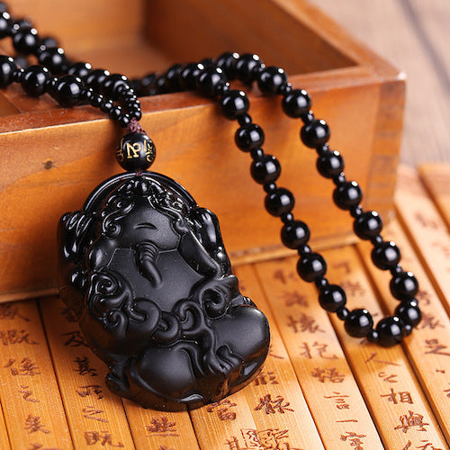 Obsidian Carved Necklace