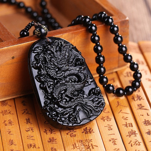 Obsidian Dragon Necklace