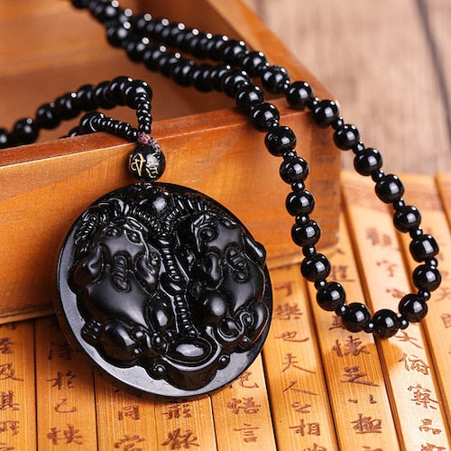 Obsidian Dragons Necklace