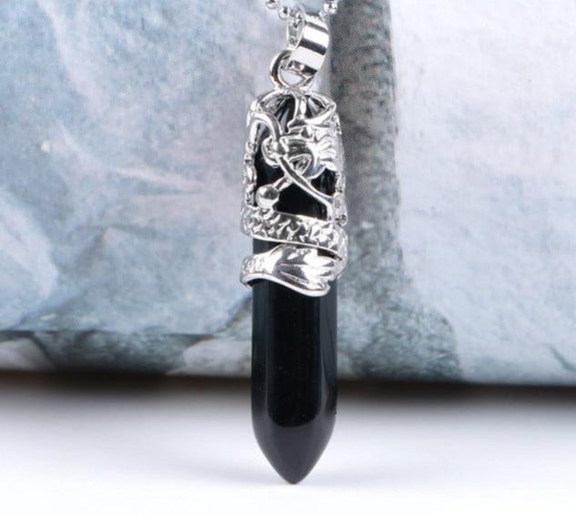 Onyx Crystal Dragon Necklace