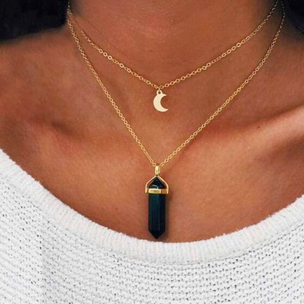 Onyx Moon Gold Necklace
