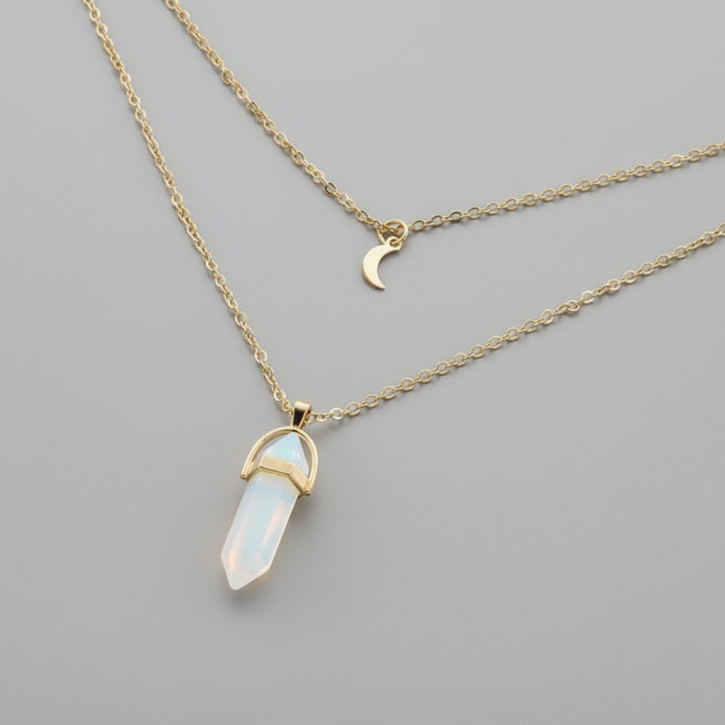 Opalite Moon Gold Necklace