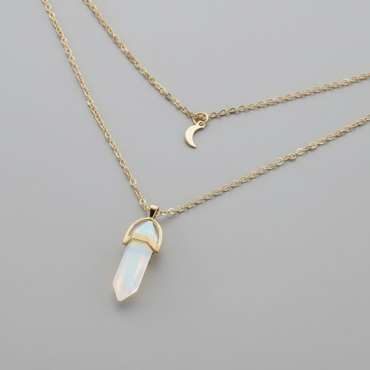 Opalite Moon Gold Necklace