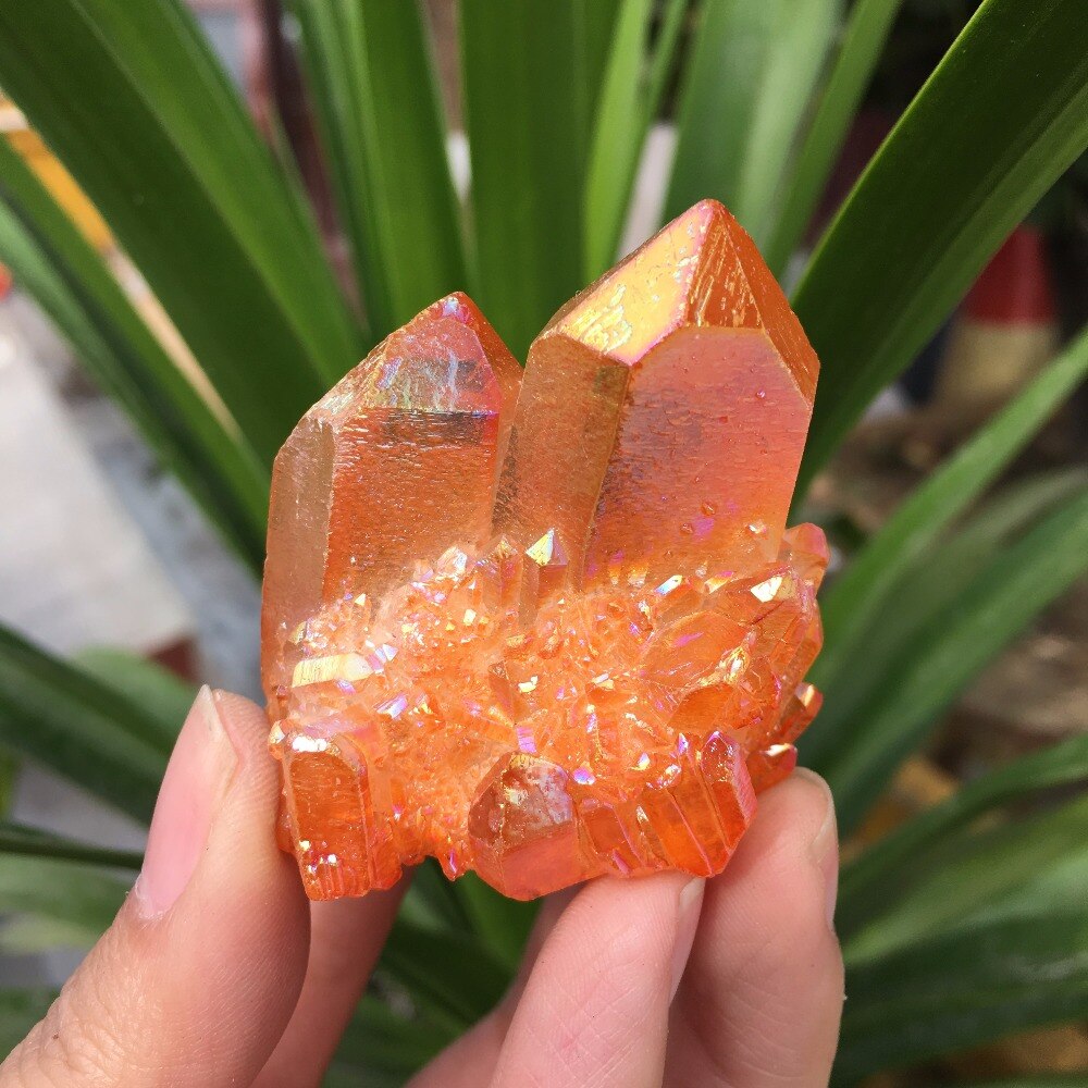 Orange Aura Quartz Crystal