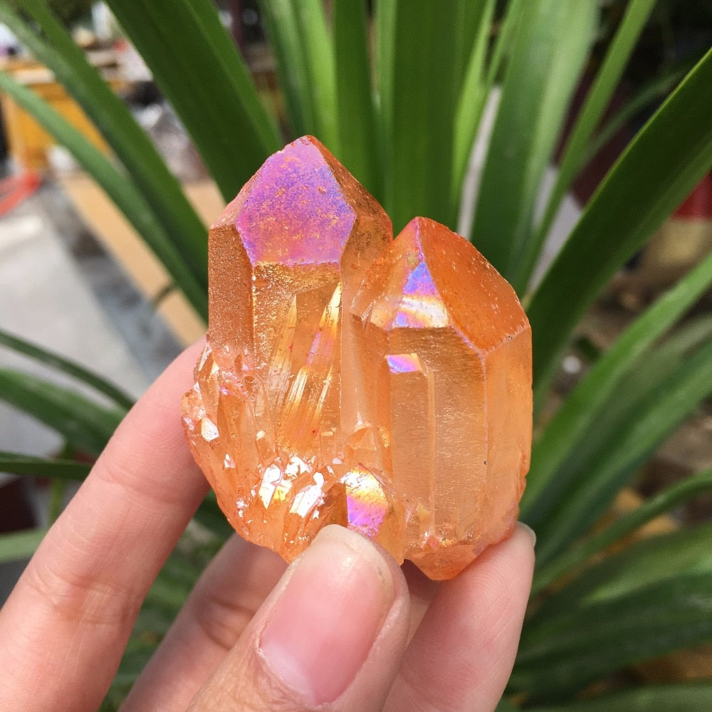 Orange Aura Quartz Crystals