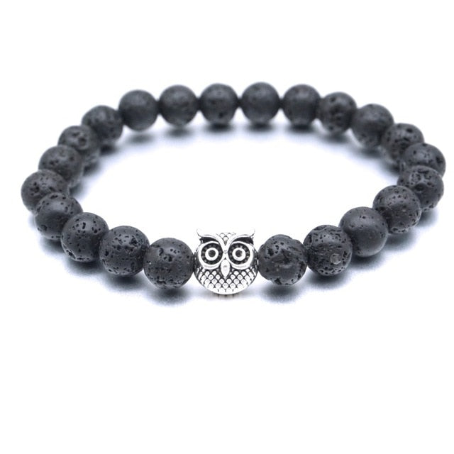 Owl Lava Rock Bracelet