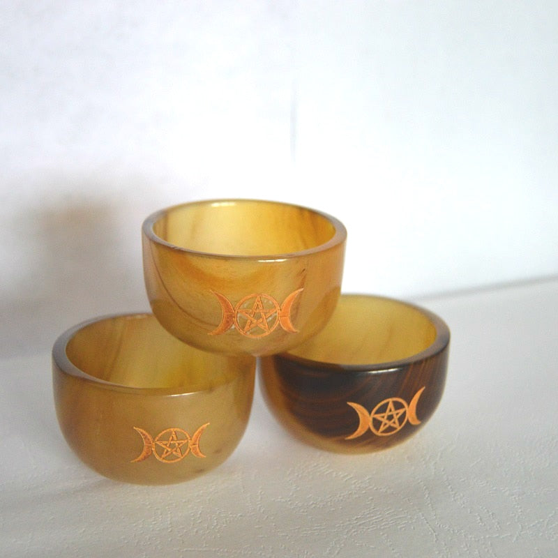 Ox Horn Triple Moon Pentacle Bowl