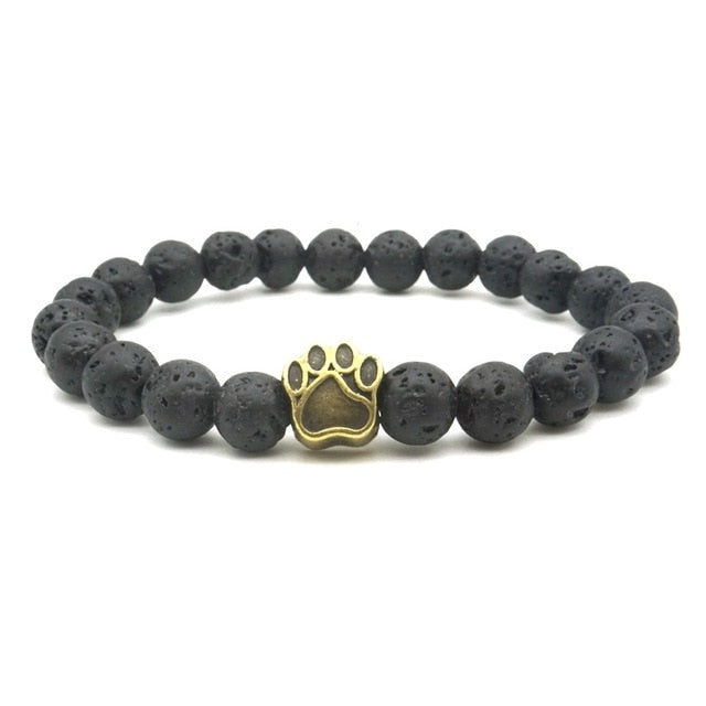 Paw Print Lava Rock Bracelet