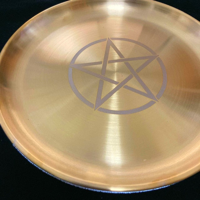 Pentacle Candle Holder Gold Plate