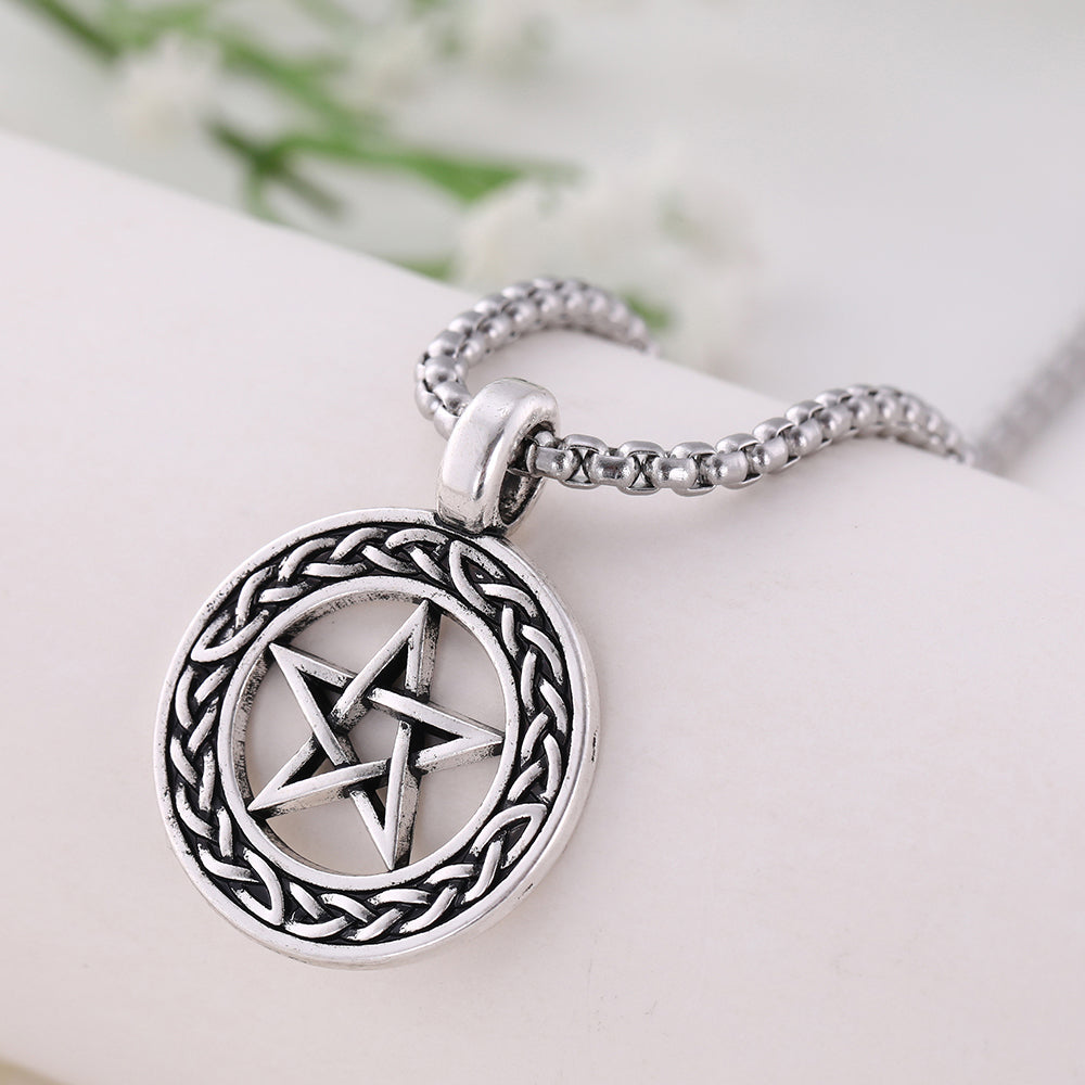 Pentacle Celtic Knot Silver Necklace