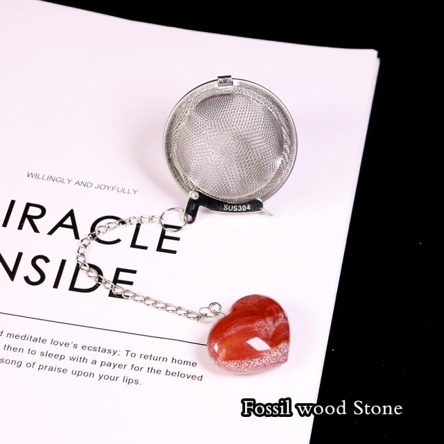 Petrified Wood Heart Tea Ball