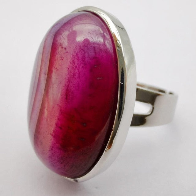 Pink Agate Oval Ring