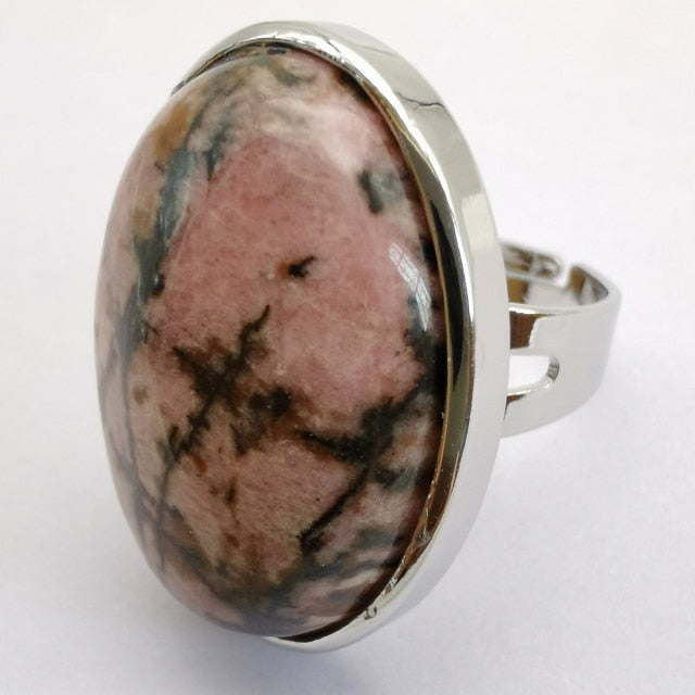 Pink Rhodonite Oval Ring