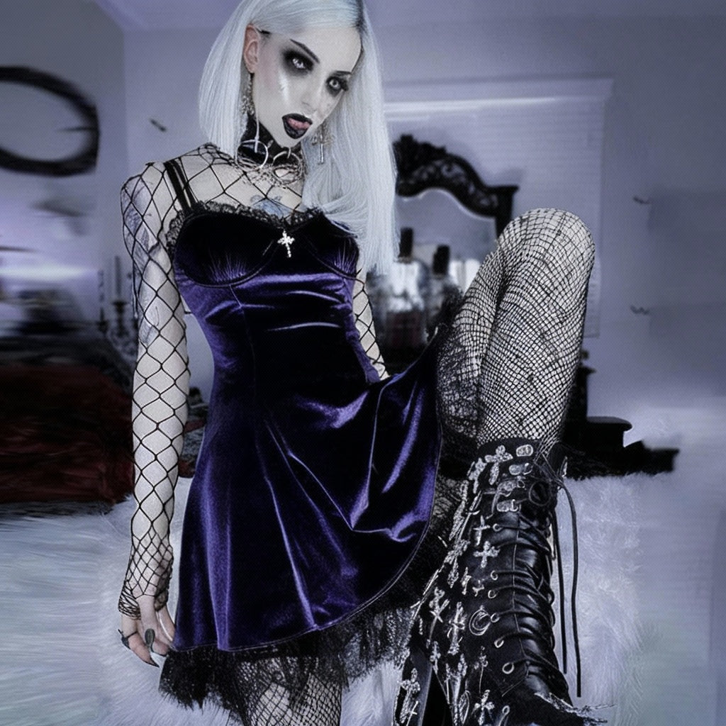 Purple Velvet Gothic Dress