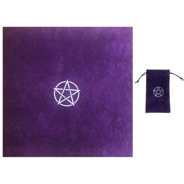 Purple Velvet Pentacle Tarot Cloth and Bag Set