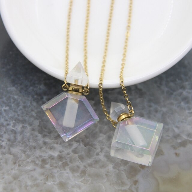Rainbow Aura Quartz Bottle Necklaces