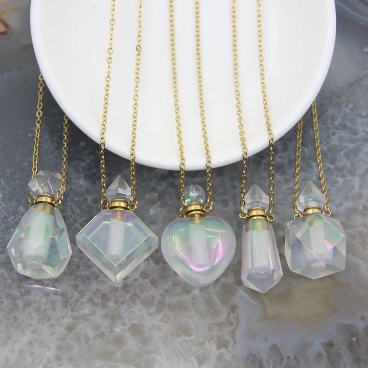Rainbow Aura Quartz Potion Bottle Necklaces