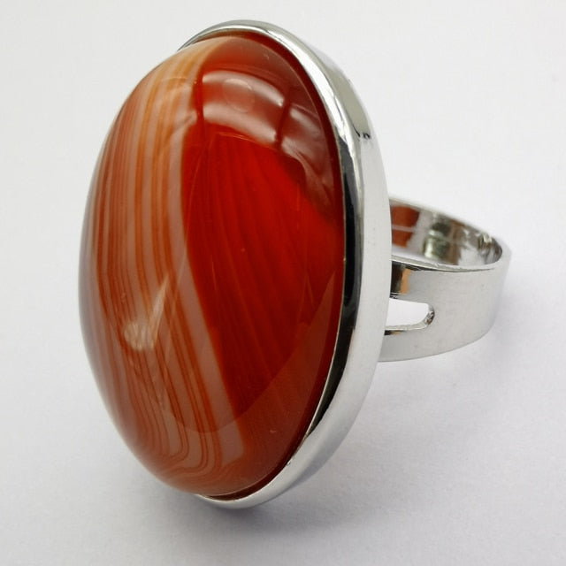 Red Agate Oval Ring