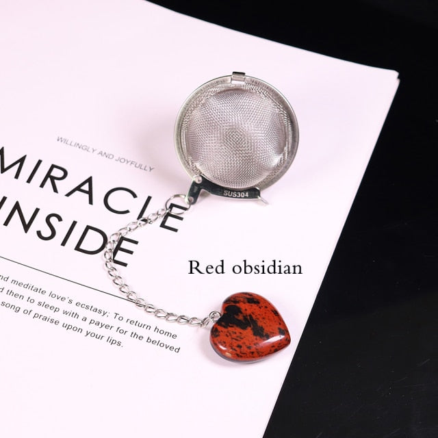 Red Mahogany Obsidian Heart Tea Ball