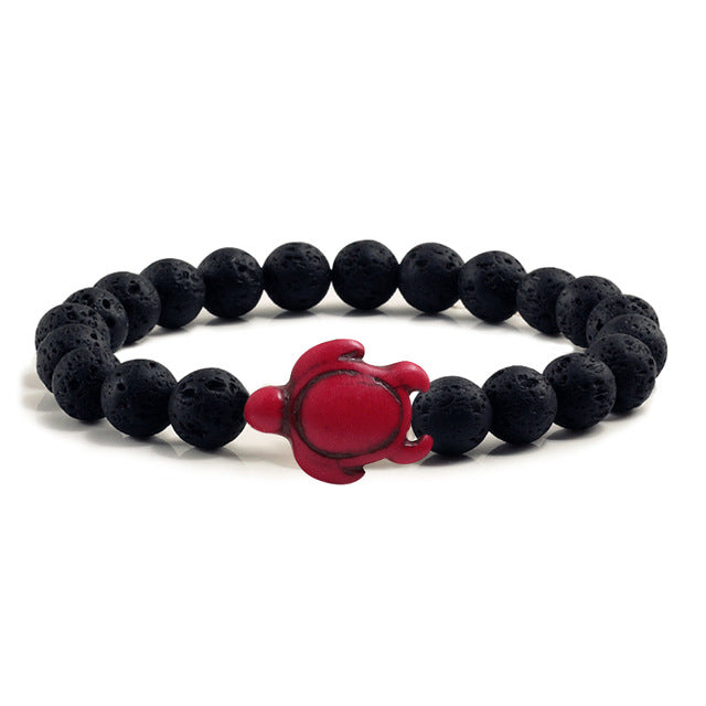 Red Turtle Lava Rock Bracelet