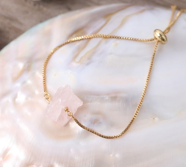 Rose Quartz Gold Bracelet