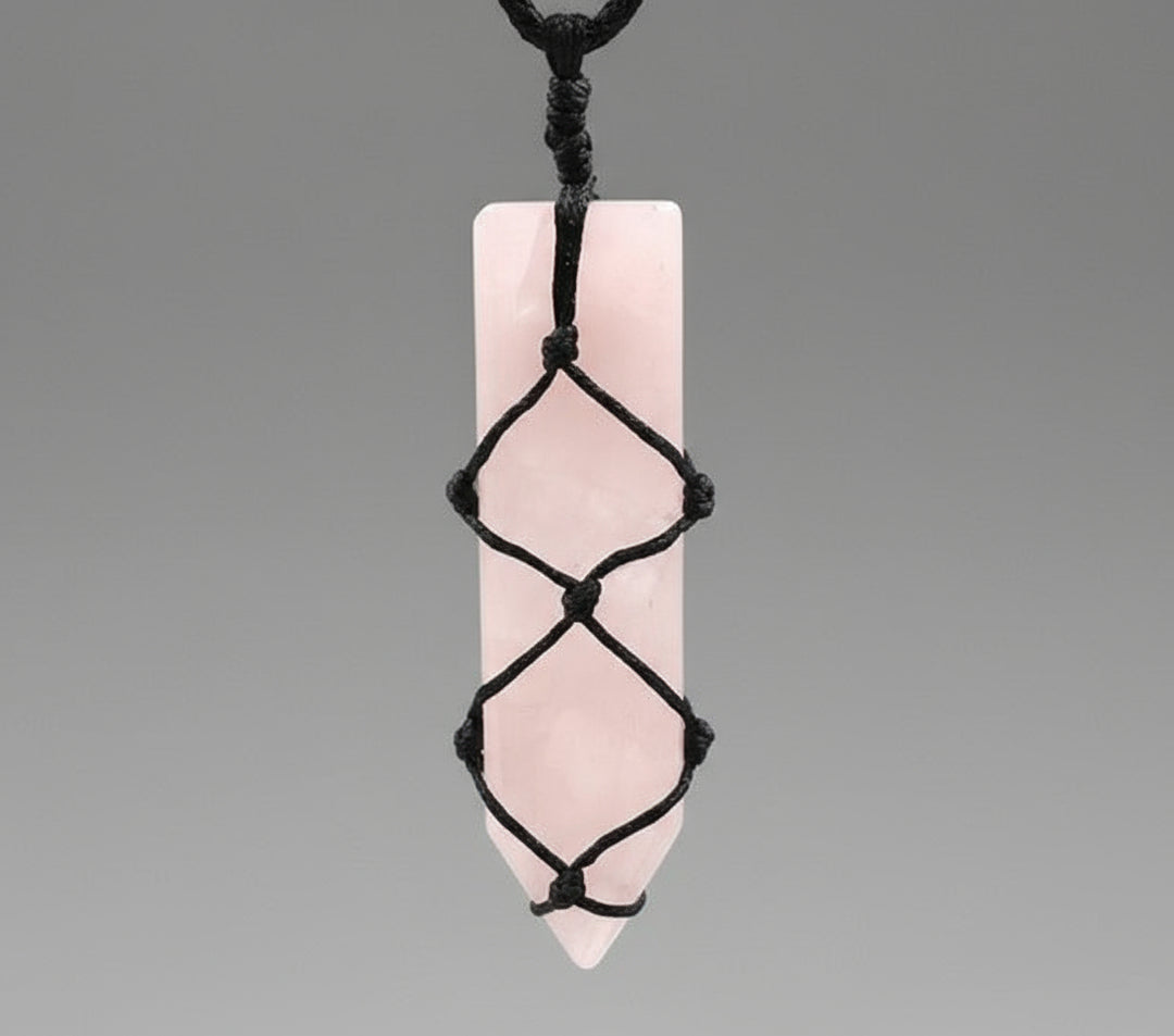 Rose Quartz Macrame Necklace