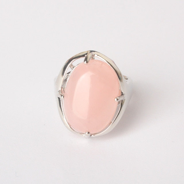 Rose Quartz Oval Rings
