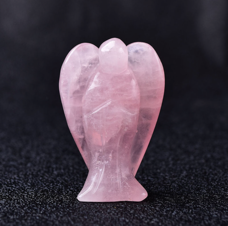 Rose Quartz Angel Crystal Figurine For Sale
