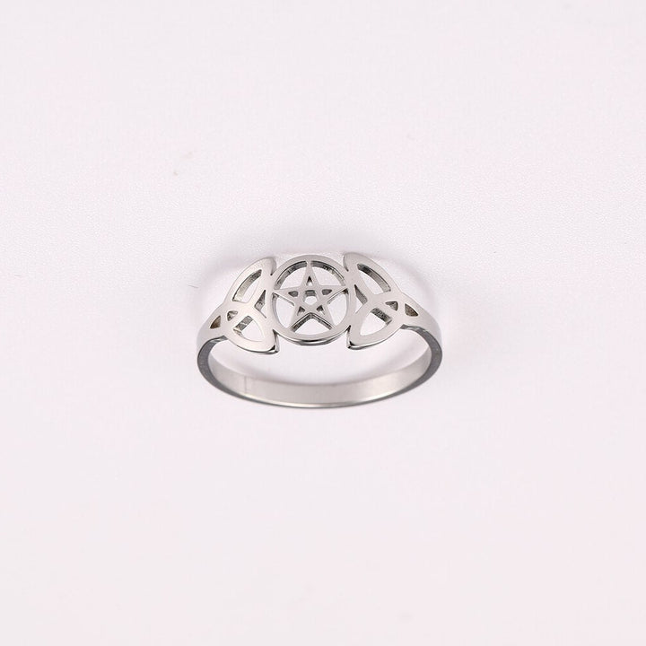 Silver Pentacle Trinity Ring