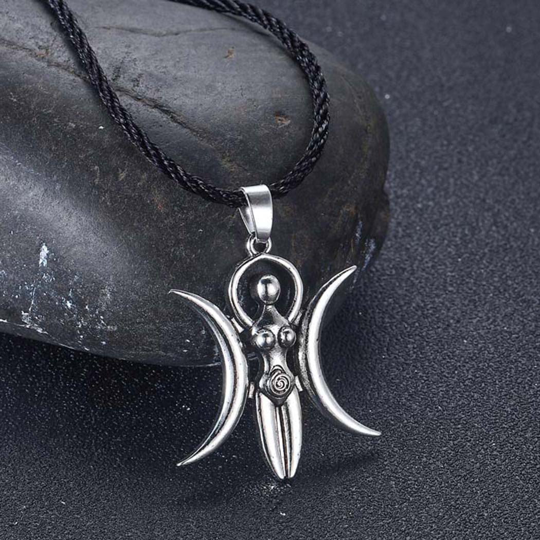 Silver Triple Moon Goddess Necklace