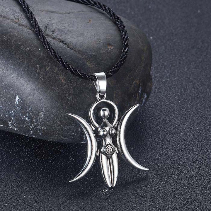 Silver Triple Moon Goddess Necklace