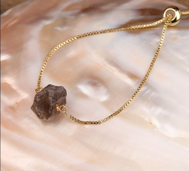 Smokey Quartz Gold Bracelet