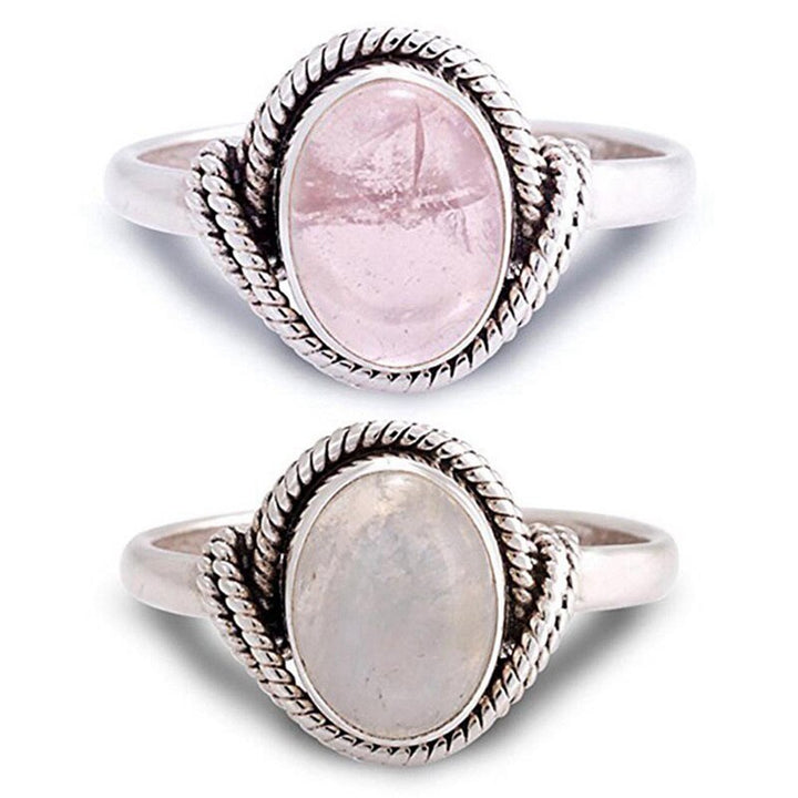 Sterling Silver Moonstone and Pink Cats Eye Rings