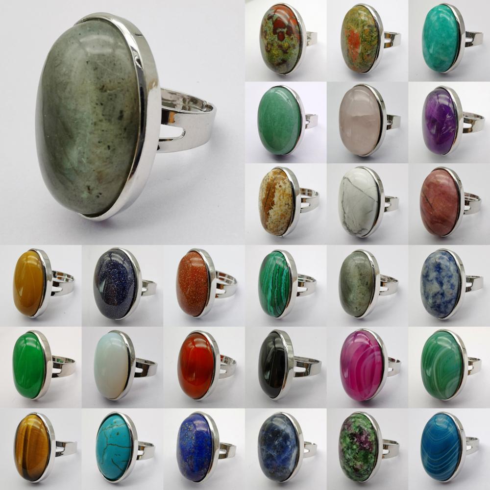 Stone Oval Silver Rings