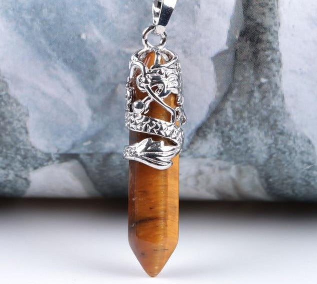 Tigers Eye Crystal Dragon Necklace