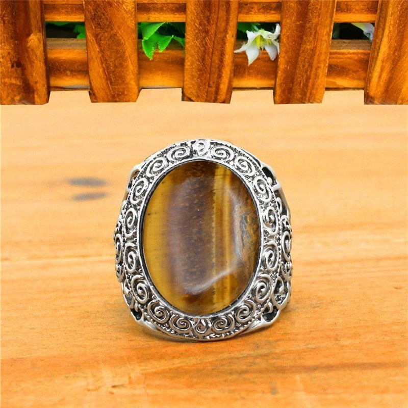 Tigers Eye Oval Silver Ring
