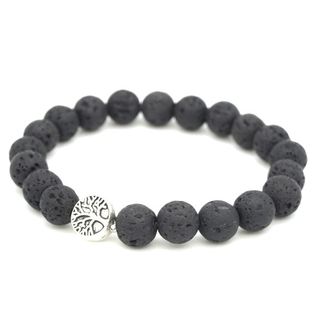 Tree Charm Lava Rock Bracelets