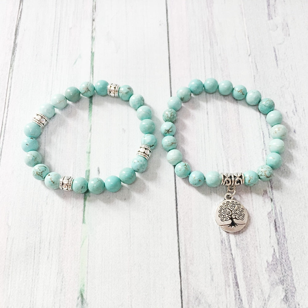 Tree Charm Turquoise Stone Bracelets