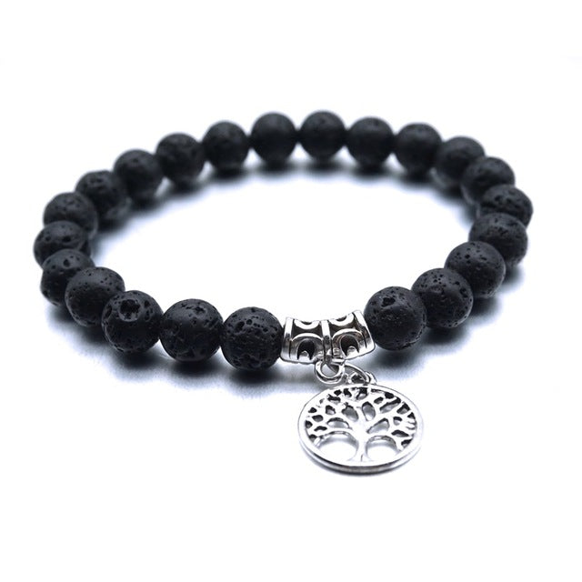 Tree Silver Lava Rock Bracelets