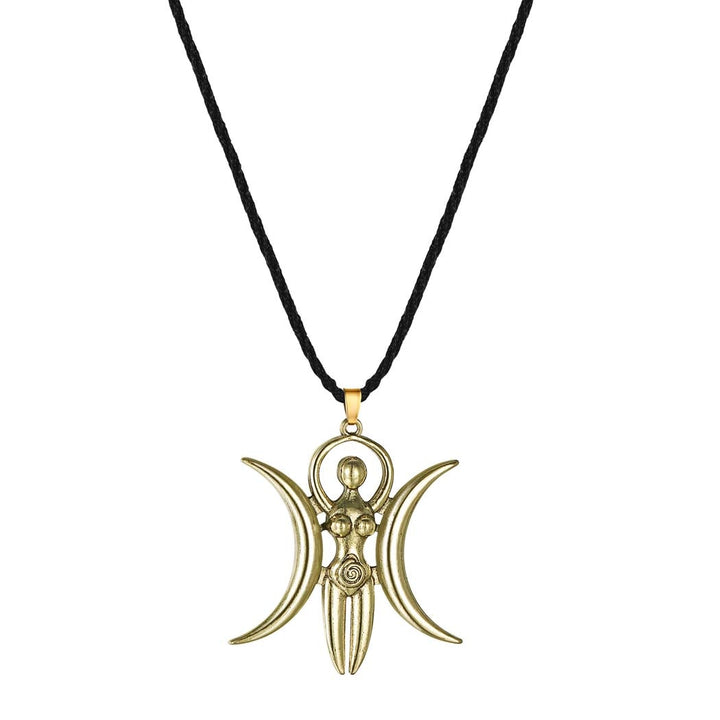 Triple Moon Goddess Gold Necklace
