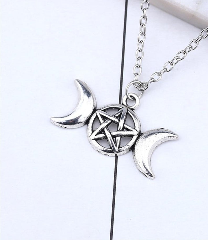 Triple Moon Pentacle Necklace