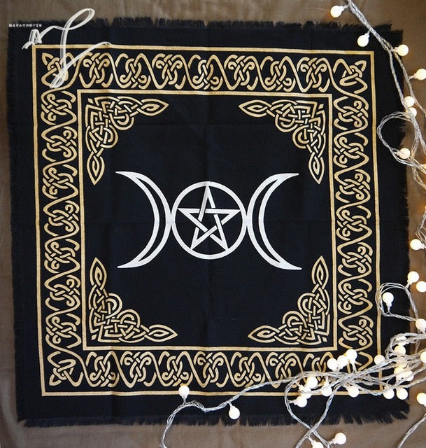 Triple Moon Pentacle Tarot Cloth