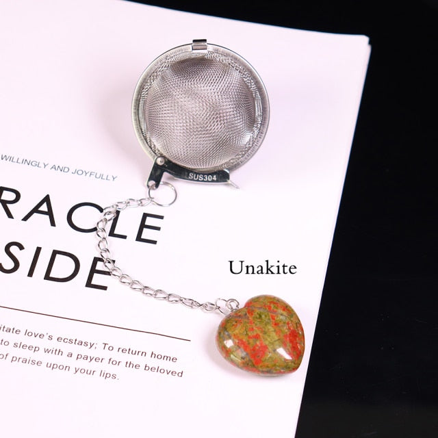 Unakite Heart Tea Ball