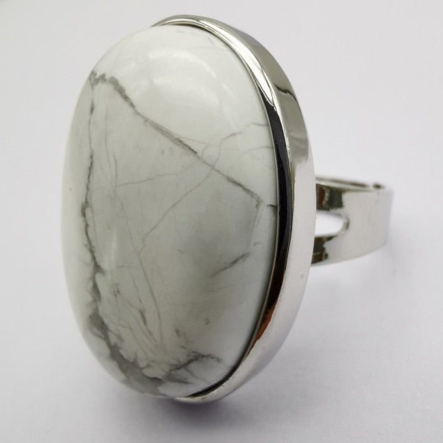 White Howlite Oval Ring